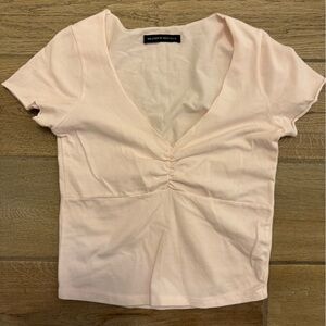 Brandy Melville Light Pink V-Neck Top